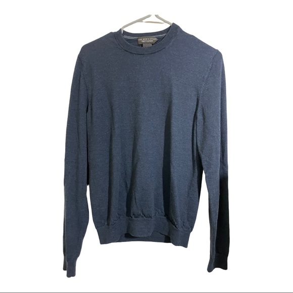 Bloomingdale’s mens store round neckline merino wool sweater blue size medium - Picture 1 of 10